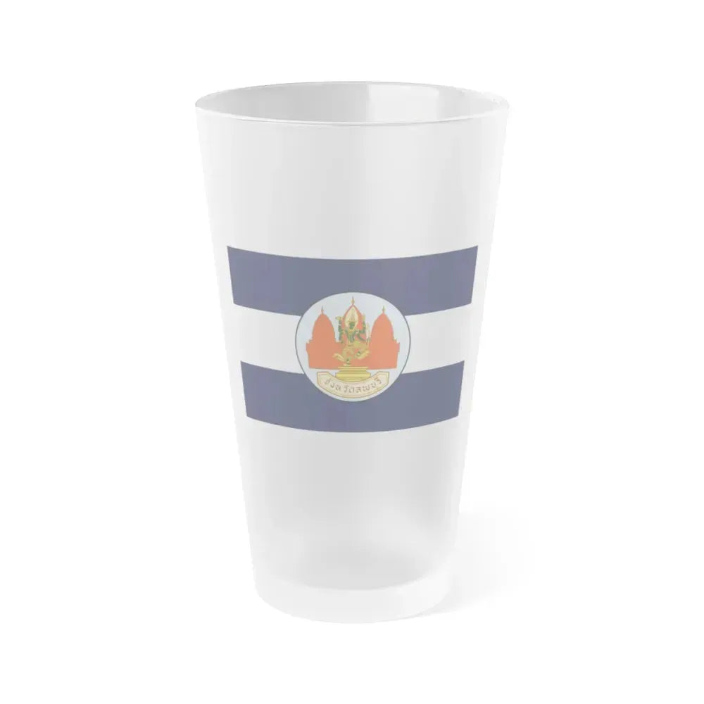 Flag of Lop Buri Province Thailand - Frosted Pint Glass 16oz 16oz Frosted - Go Mug Yourself