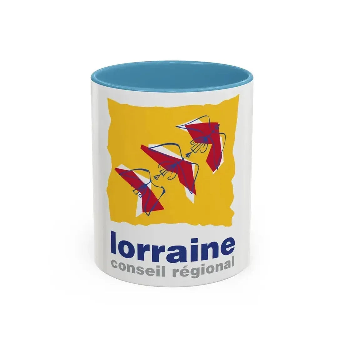 Flag of Lorraine France 2 - Accent Coffee Mug 11oz Light Blue - Go Mug Yourself