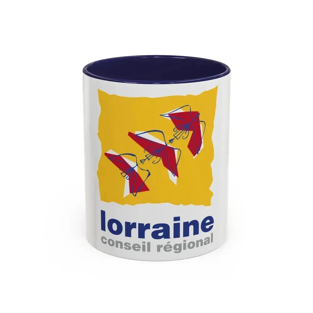 Flag of Lorraine France 2 - Accent Coffee Mug 11oz Navy - Go Mug Yourself