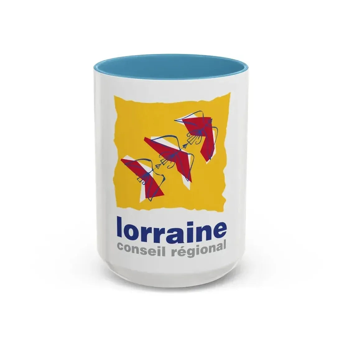Flag of Lorraine France 2 - Accent Coffee Mug 15oz Light Blue - Go Mug Yourself