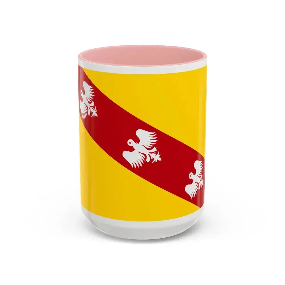 Flag of Lorraine France - Accent Coffee Mug 15oz Pink - Go Mug Yourself