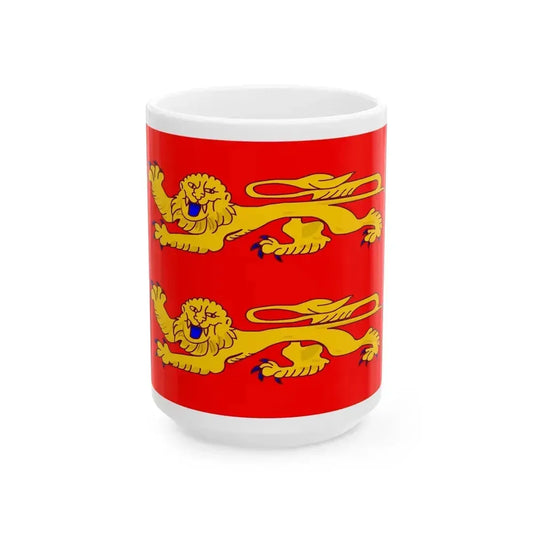 Flag of Lower Normandy France - White Coffee Mug 15oz - Go Mug Yourself