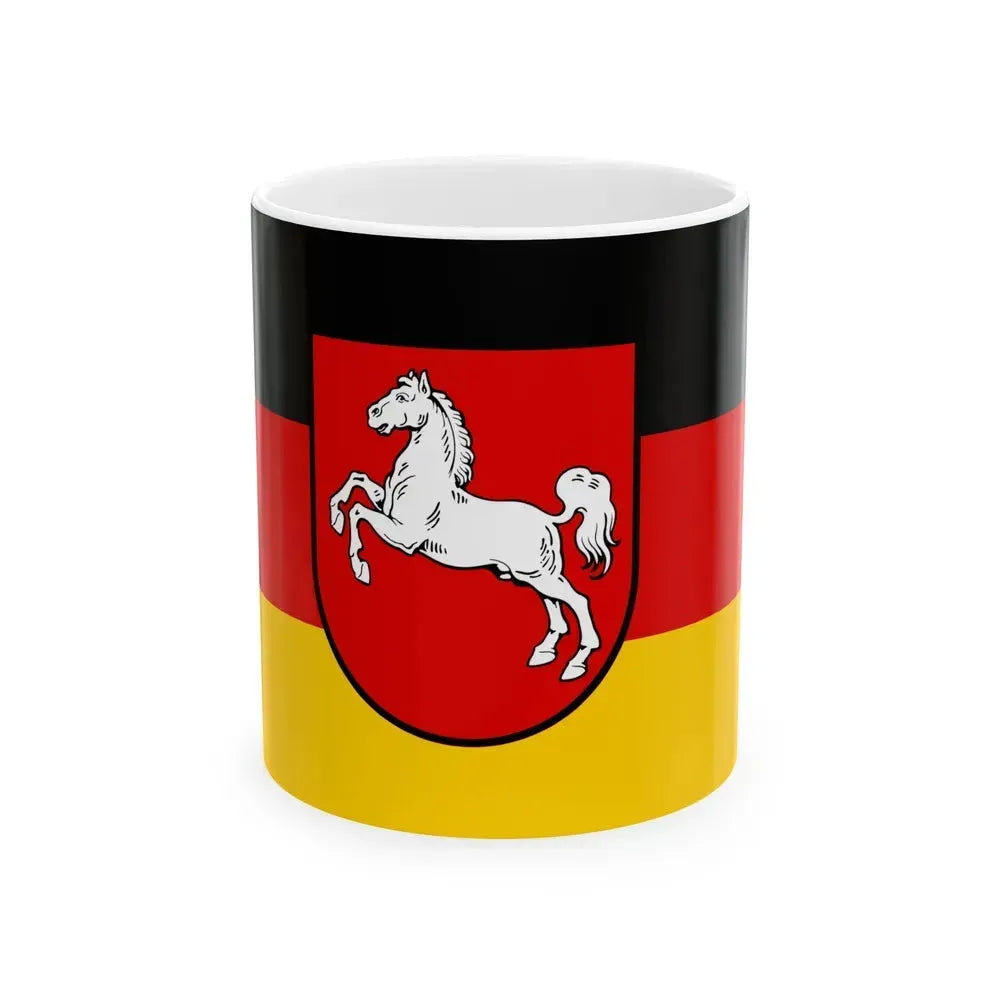 Flag of Lower Saxony Germany - White Coffee Mug 11oz - Go Mug Yourself