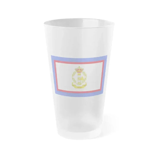 Flag of luogotenente generale in Albania of the Kingdom of Italy - Frosted Pint Glass 16oz 16oz Frosted - Go Mug Yourself
