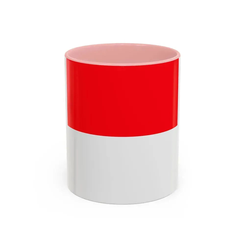 Flag of Lutry Switzerland - Accent Coffee Mug 11oz Pink - Go Mug Yourself