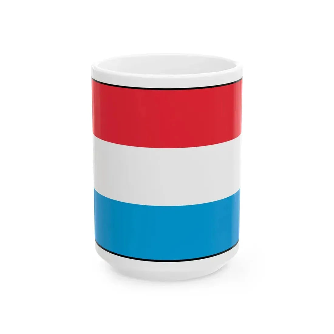 Flag of Luxembourg with border (Luxembourg) White Coffee Mug 15oz - Go Mug Yourself