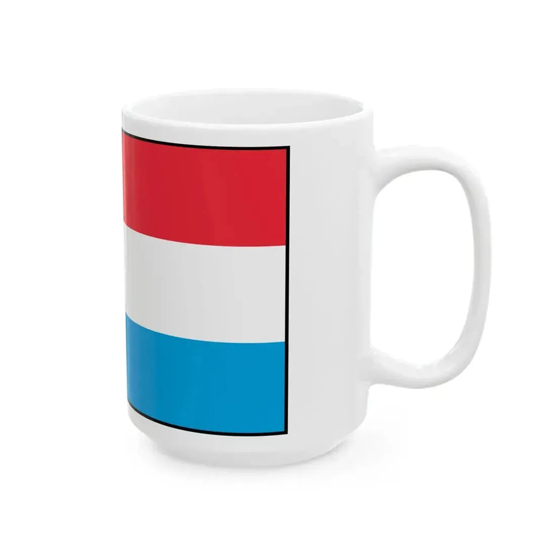 Flag of Luxembourg with border (Luxembourg) White Coffee Mug - Go Mug Yourself