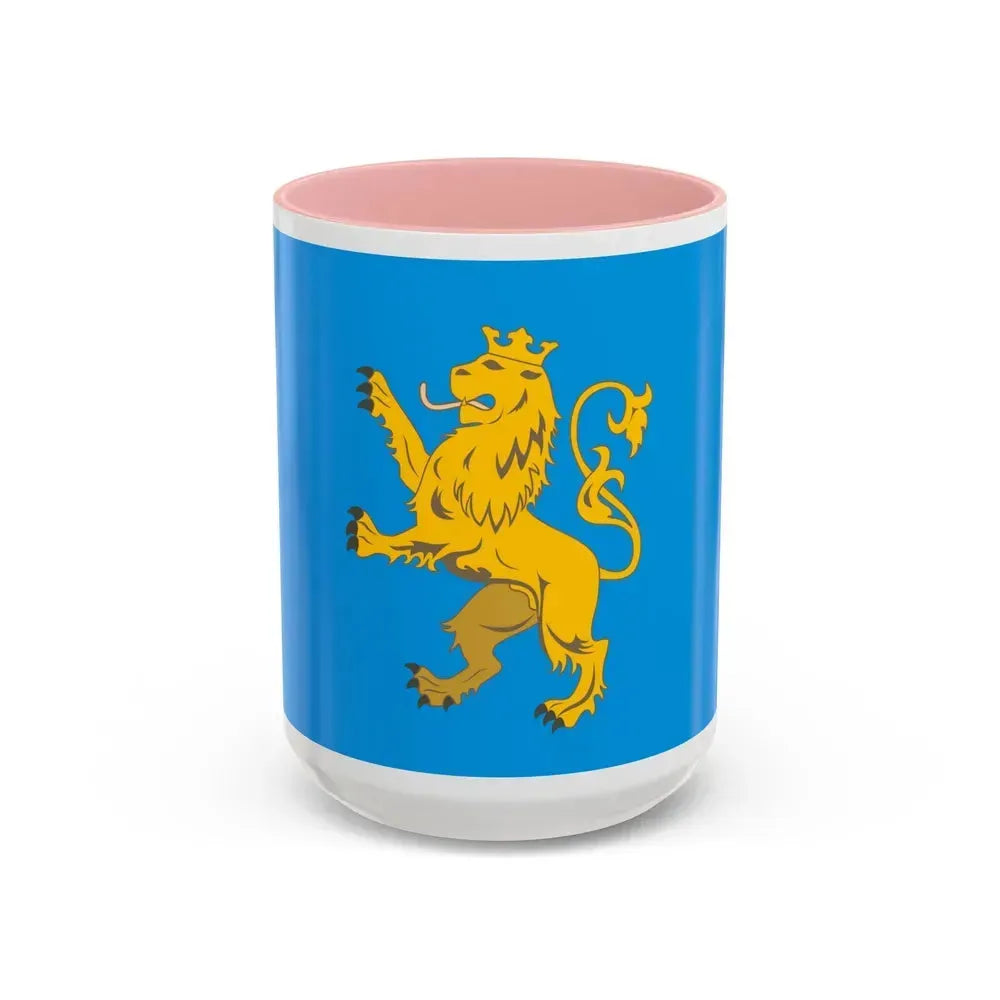 Flag of Lviv Oblast Ukraine - Accent Coffee Mug 15oz Pink - Go Mug Yourself