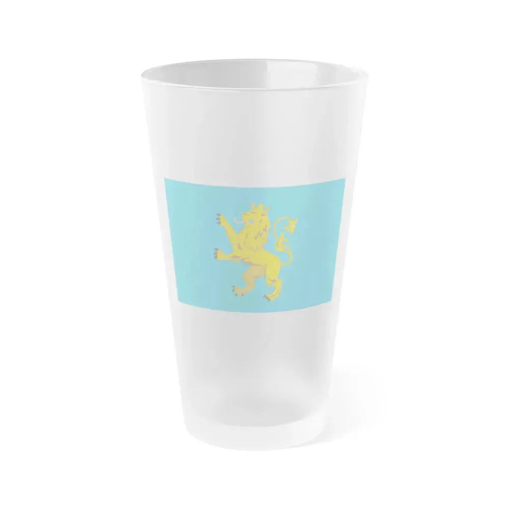 Flag of Lviv Oblast Ukraine - Frosted Pint Glass 16oz 16oz Frosted - Go Mug Yourself