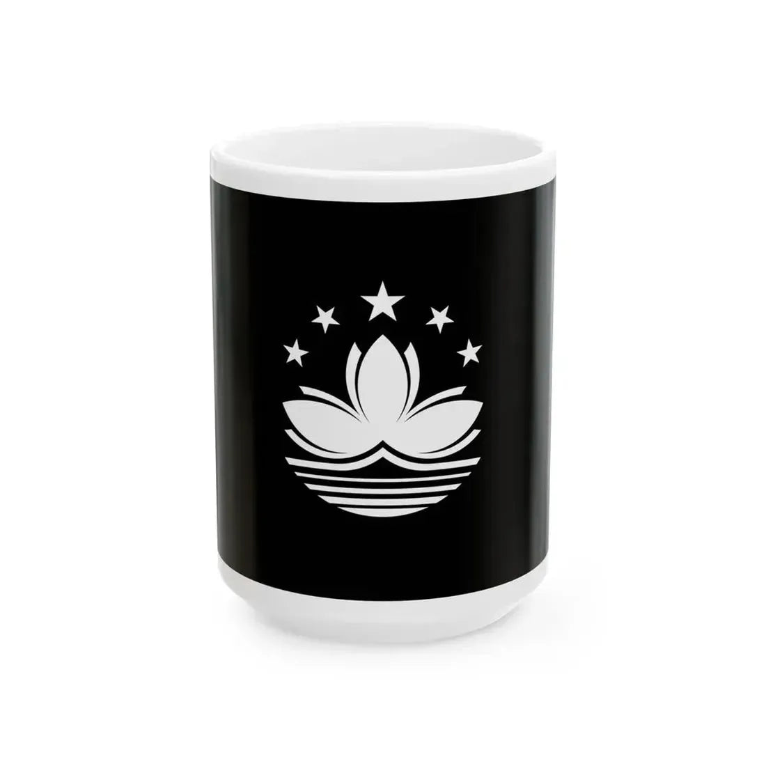 Flag of Macau black and white variant 1 (China) White Coffee Mug 15oz - Go Mug Yourself