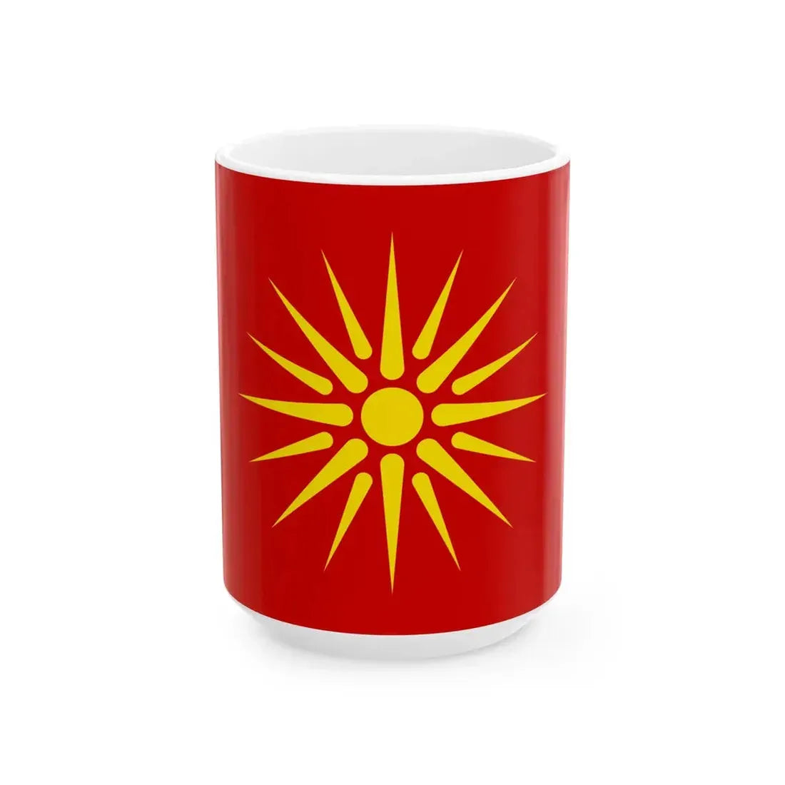 Flag of Macedonia 1992-1995 3-2 (North Macedonia) White Coffee Mug 15oz - Go Mug Yourself