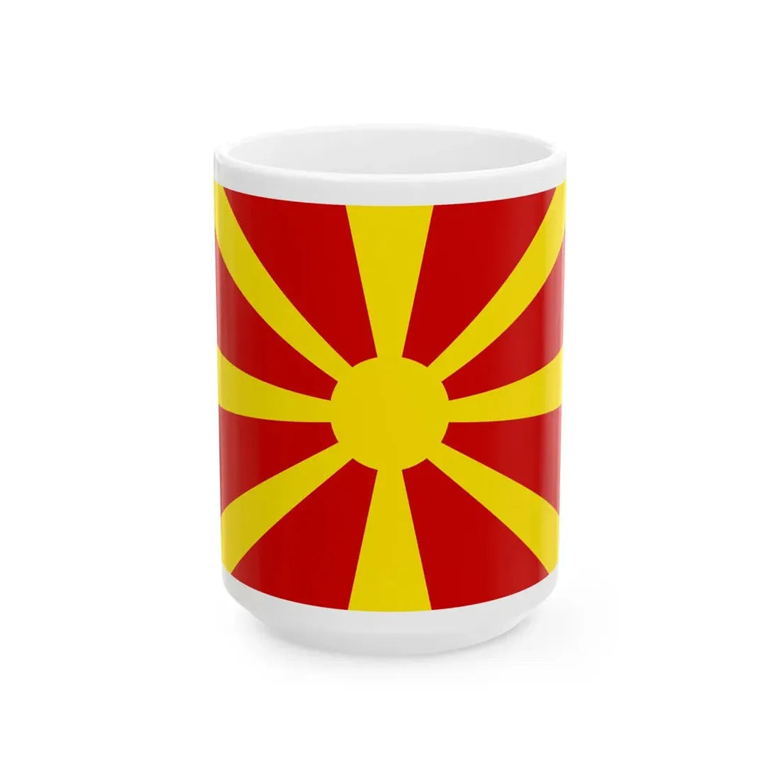 Flag of Macedonia - initial design (North Macedonia) White Coffee Mug 15oz - Go Mug Yourself