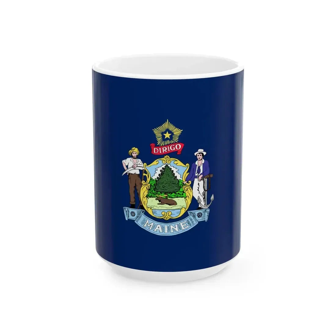 Flag of Maine 3-2 (United States) White Coffee Mug 15oz - Go Mug Yourself
