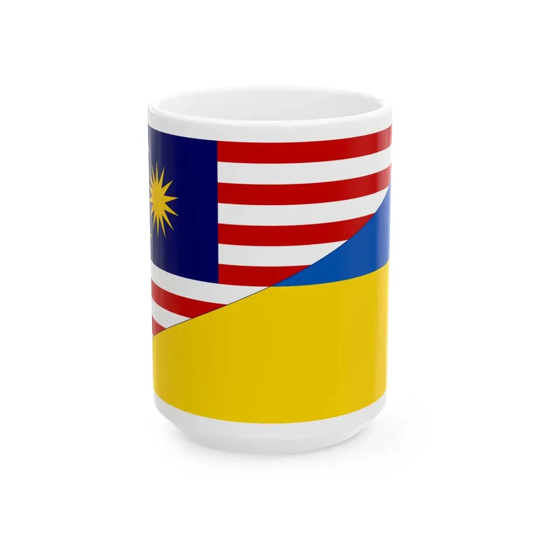 Flag of Malaysia and Ukraine (Malaysia) White Coffee Mug 15oz - Go Mug Yourself