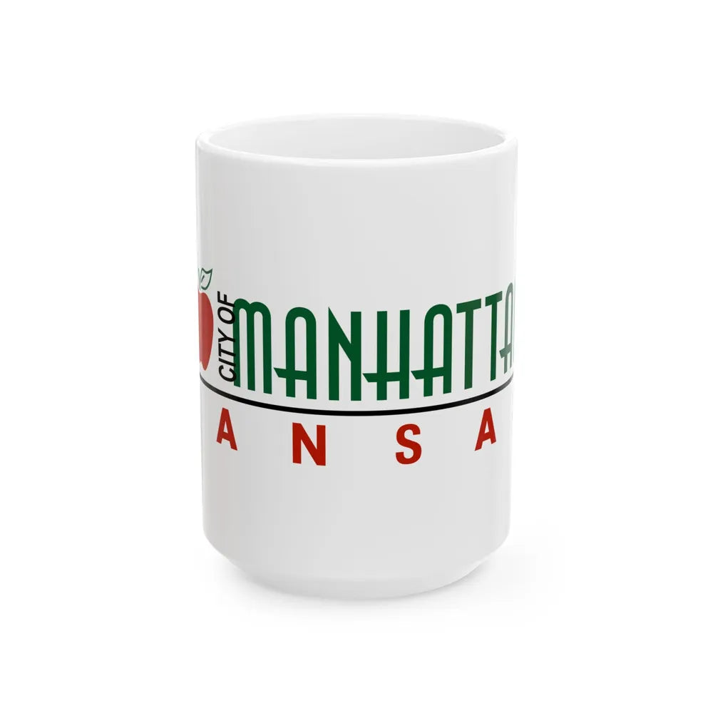 Flag of Manhattan Kansas 2009-2019 (United States) White Coffee Mug 15oz - Go Mug Yourself