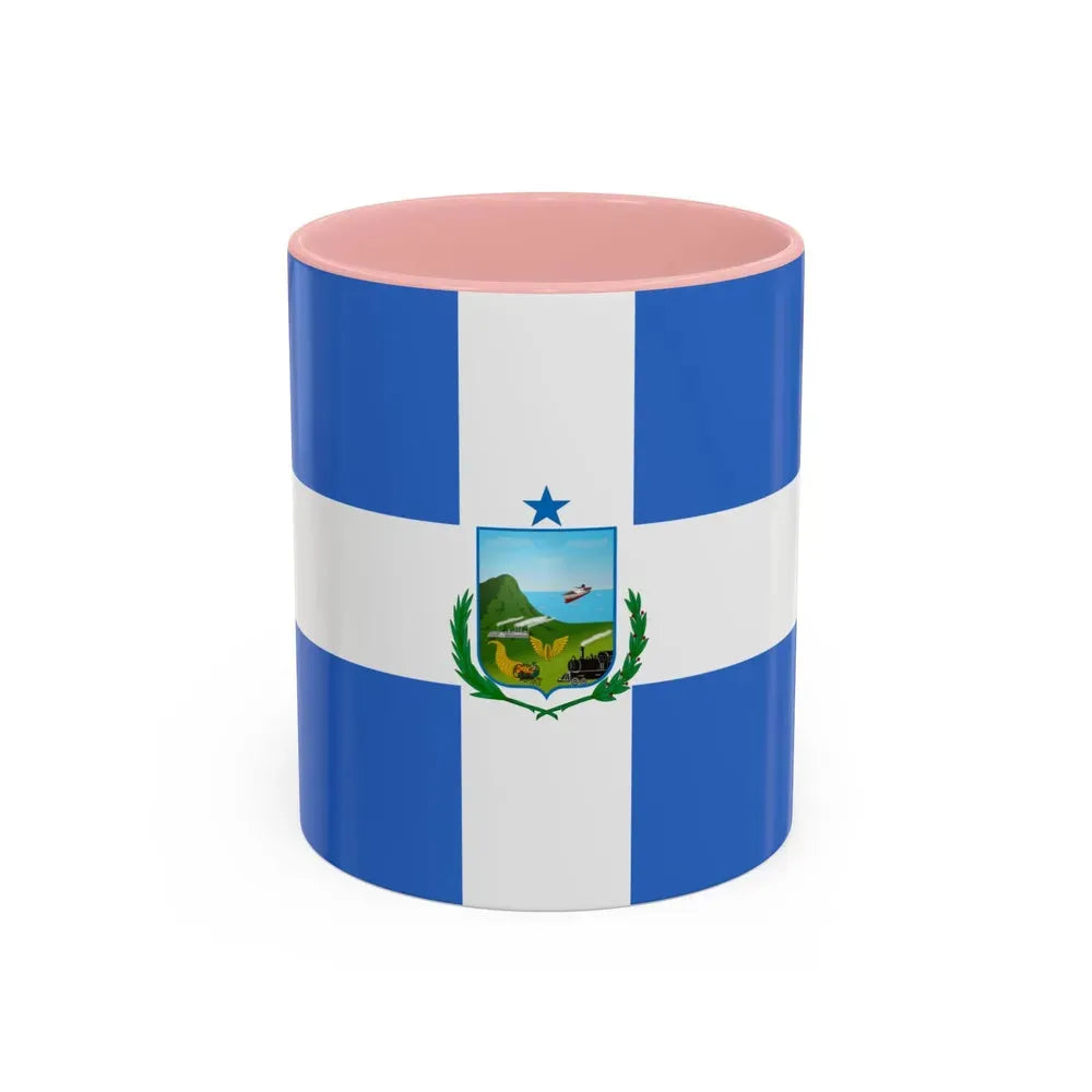 Flag of Manta Ecuador - Accent Coffee Mug 11oz Pink - Go Mug Yourself