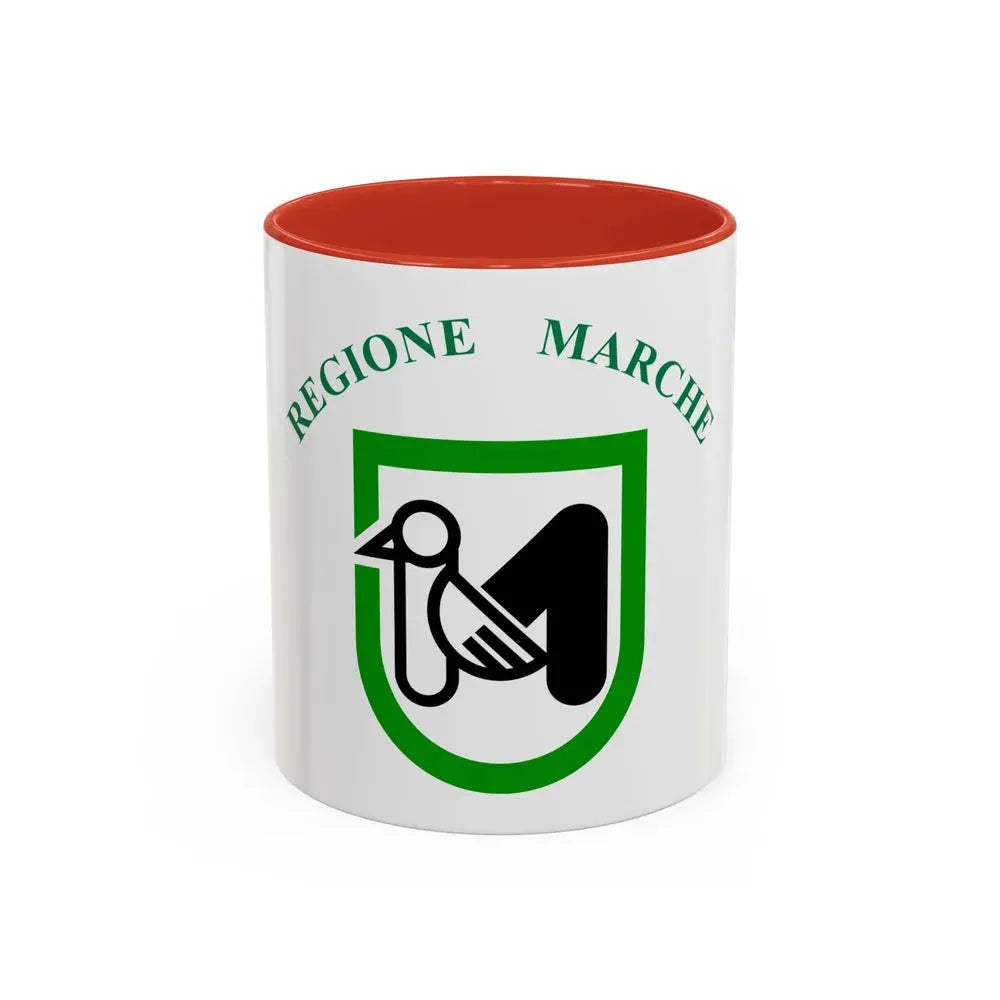 Flag of Marche Italy - Accent Coffee Mug 11oz Red - Go Mug Yourself