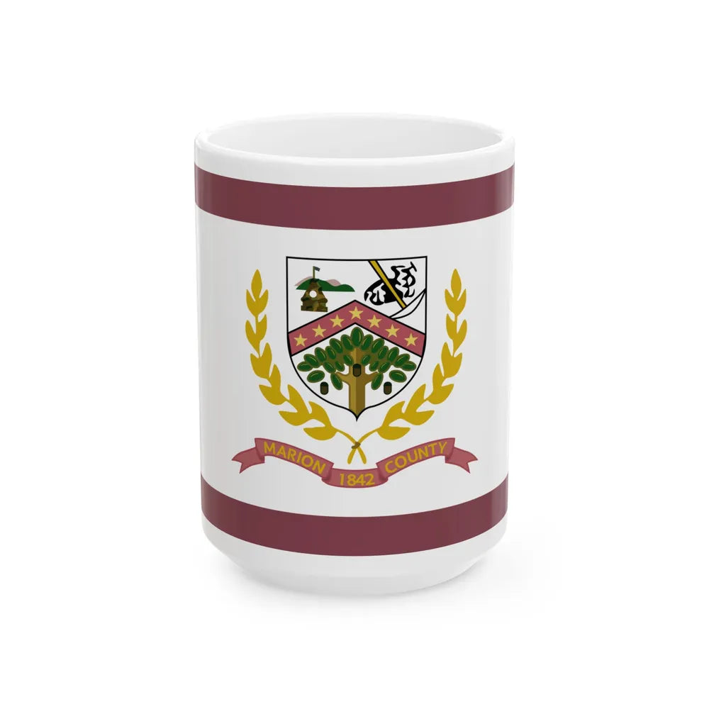 Flag of Marion County West Virginia (United States) White Coffee Mug 15oz - Go Mug Yourself