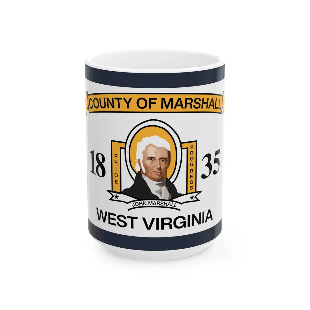 Flag of Marshall County West Virginia (United States) White Coffee Mug 15oz - Go Mug Yourself