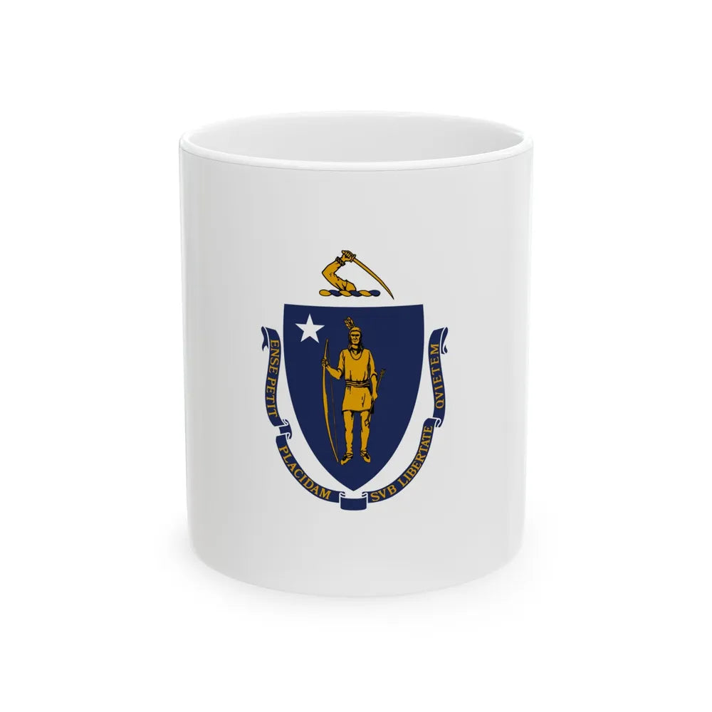 Flag of Massachusetts border (United States) White Coffee Mug 11oz - Go Mug Yourself