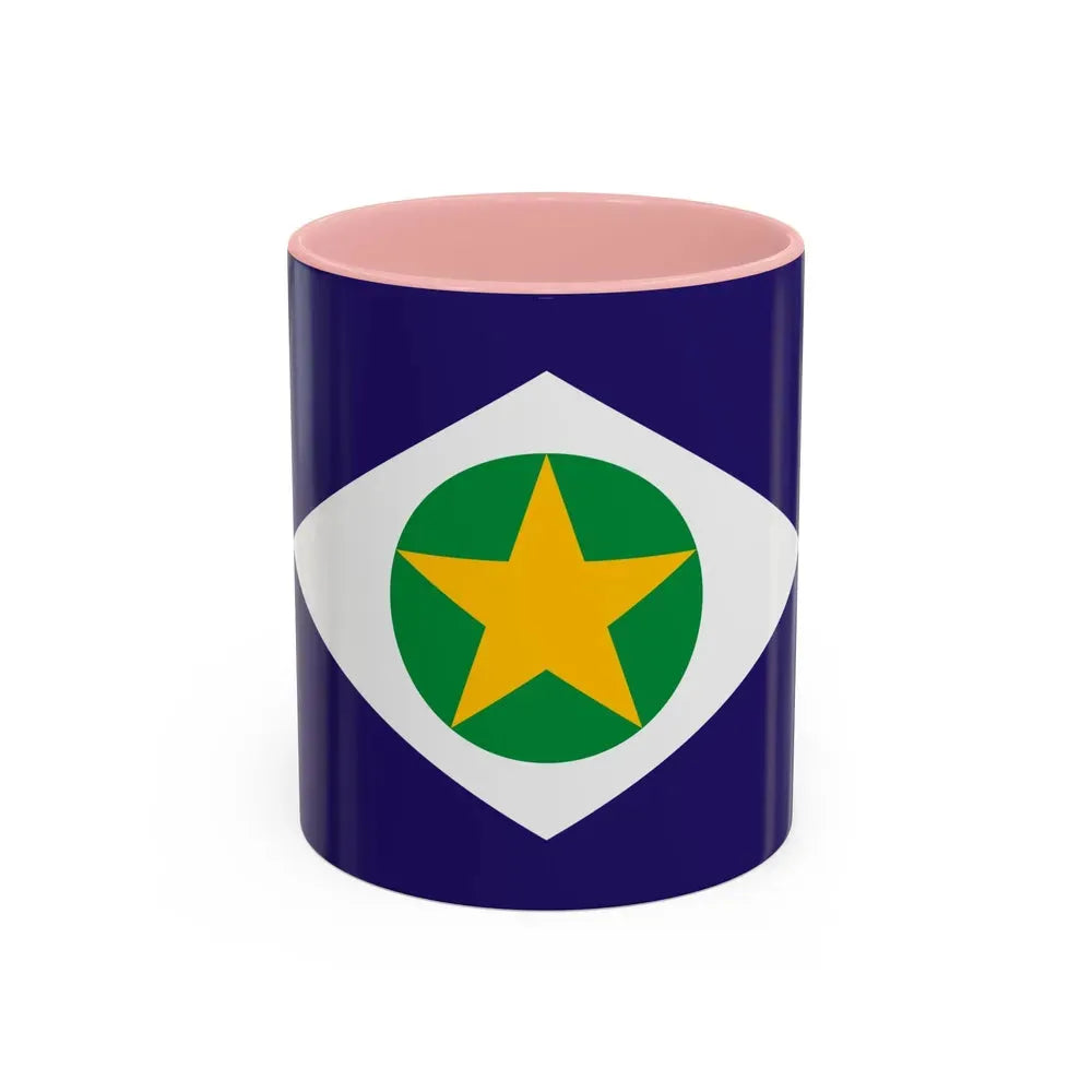 Flag of Mato Grosso Brazil - Accent Coffee Mug 11oz Pink - Go Mug Yourself