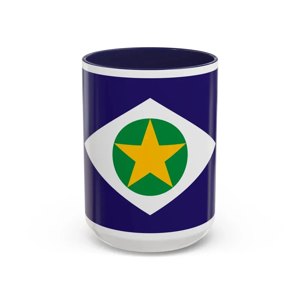 Flag of Mato Grosso Brazil - Accent Coffee Mug 15oz Navy - Go Mug Yourself