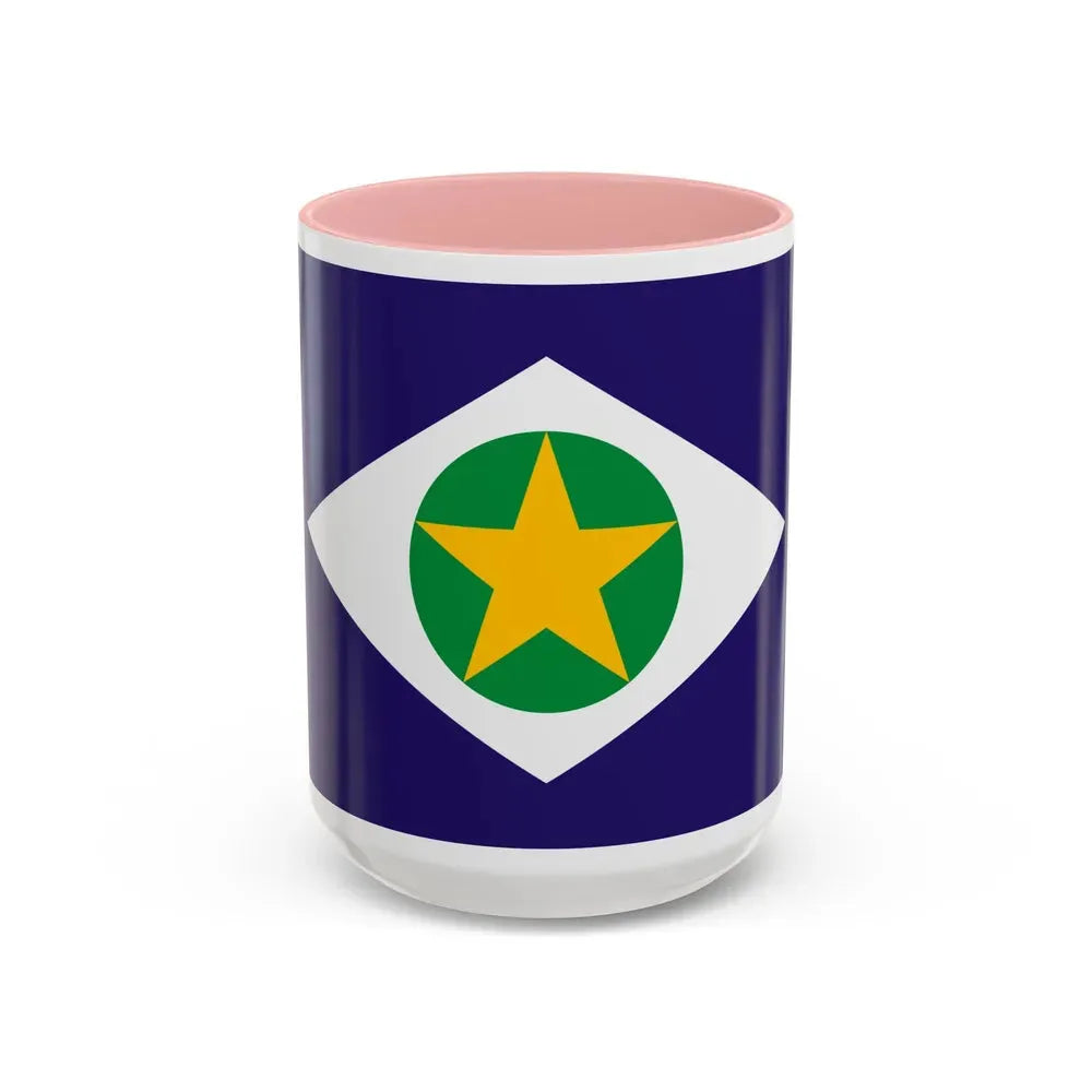 Flag of Mato Grosso Brazil - Accent Coffee Mug 15oz Pink - Go Mug Yourself