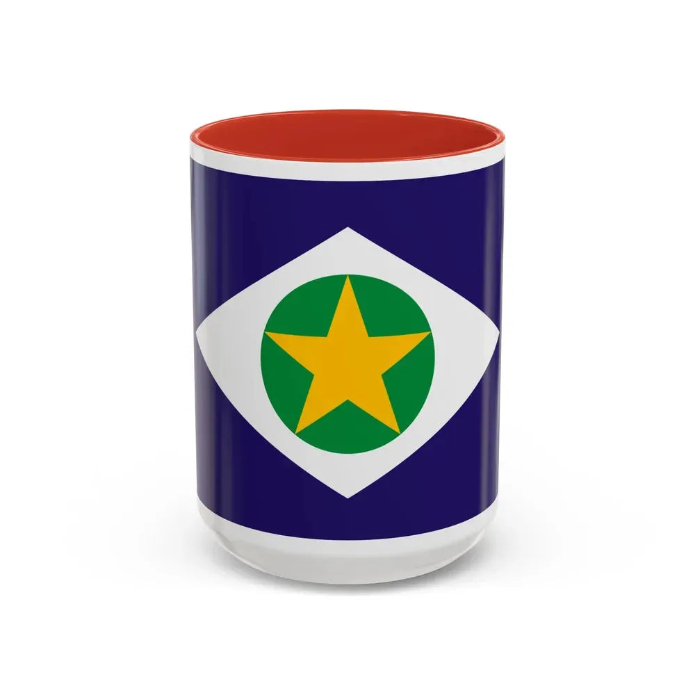 Flag of Mato Grosso Brazil - Accent Coffee Mug 15oz Red - Go Mug Yourself