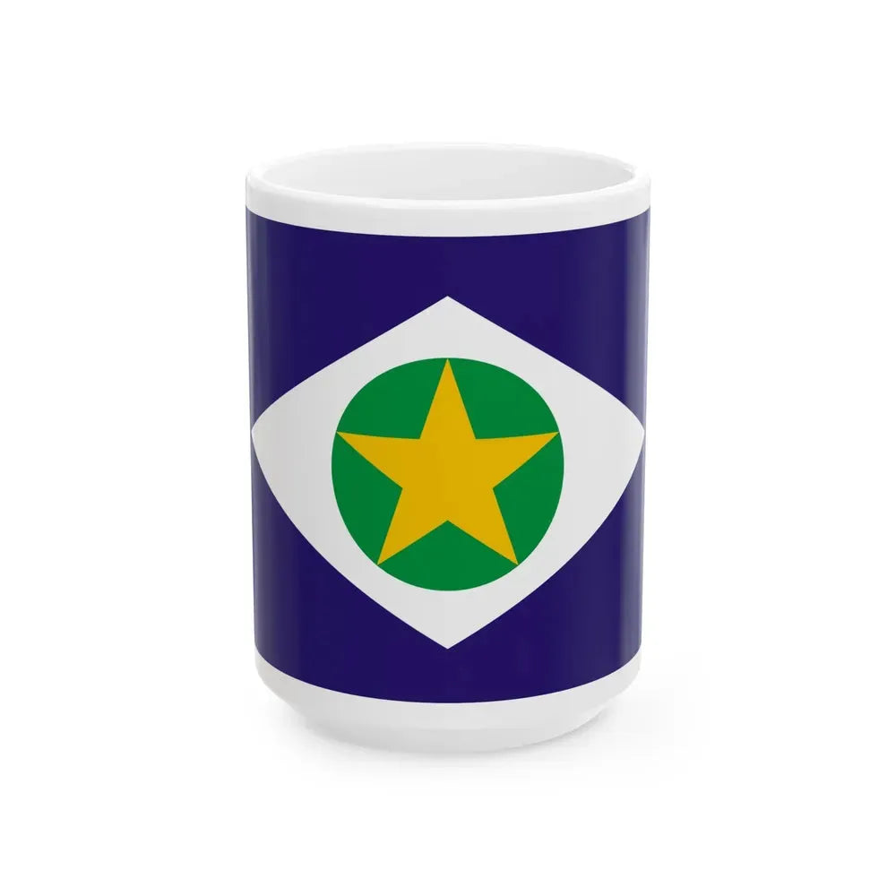 Flag of Mato Grosso Brazil - White Coffee Mug 15oz - Go Mug Yourself