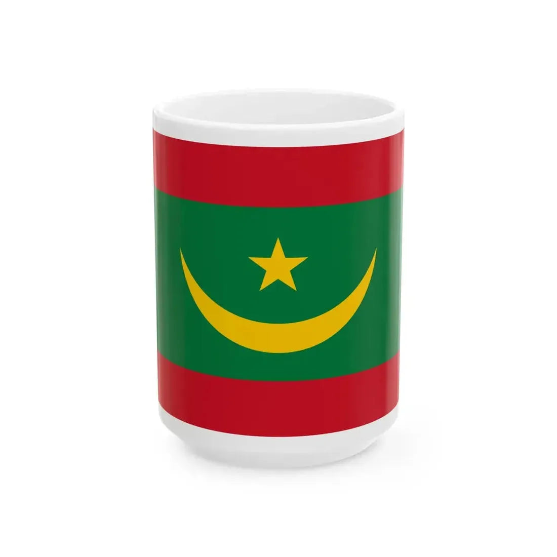 Flag of Mauritania Dark Green (Mauritania) White Coffee Mug 15oz - Go Mug Yourself