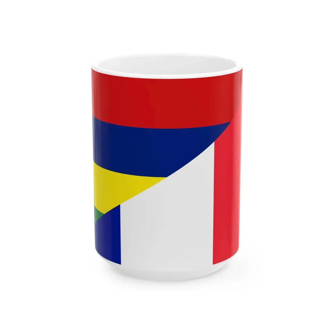 Flag of Mauritius and France (France) White Coffee Mug 15oz - Go Mug Yourself