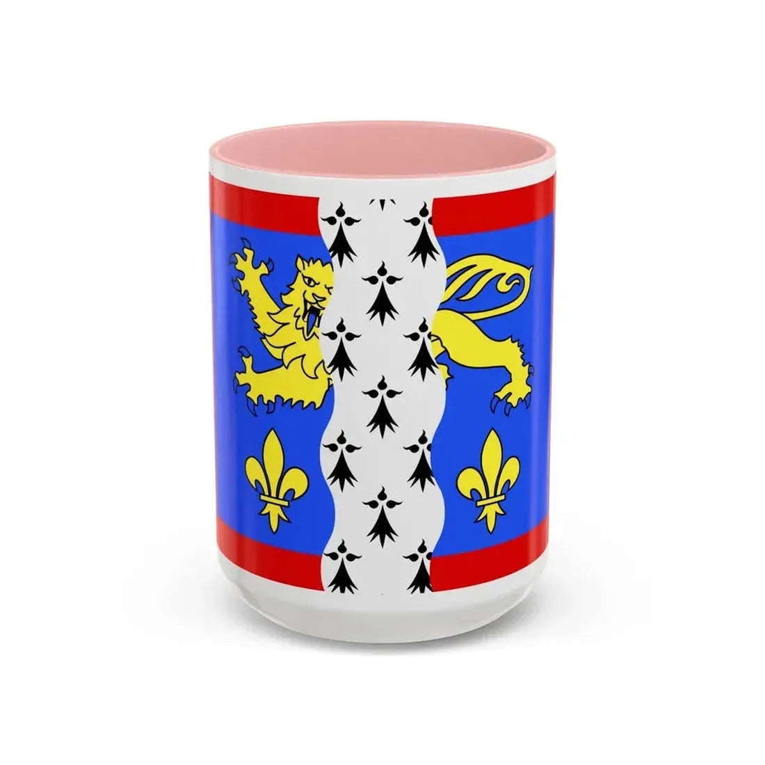 Flag of Mayenne France 2 - Accent Coffee Mug 15oz Pink - Go Mug Yourself