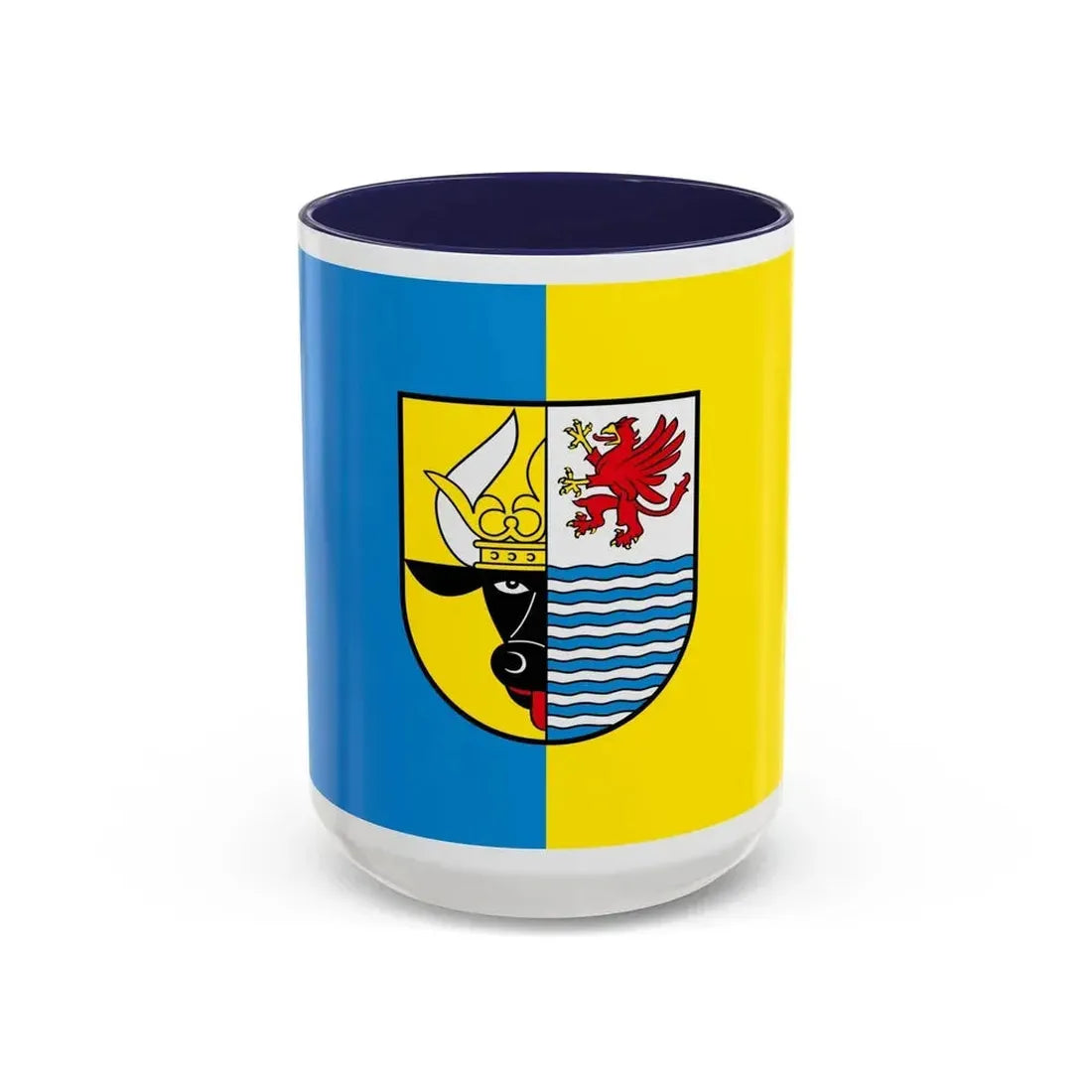 Flag of Mecklenburgische Seenplatte Germany - Accent Coffee Mug 15oz Navy - Go Mug Yourself