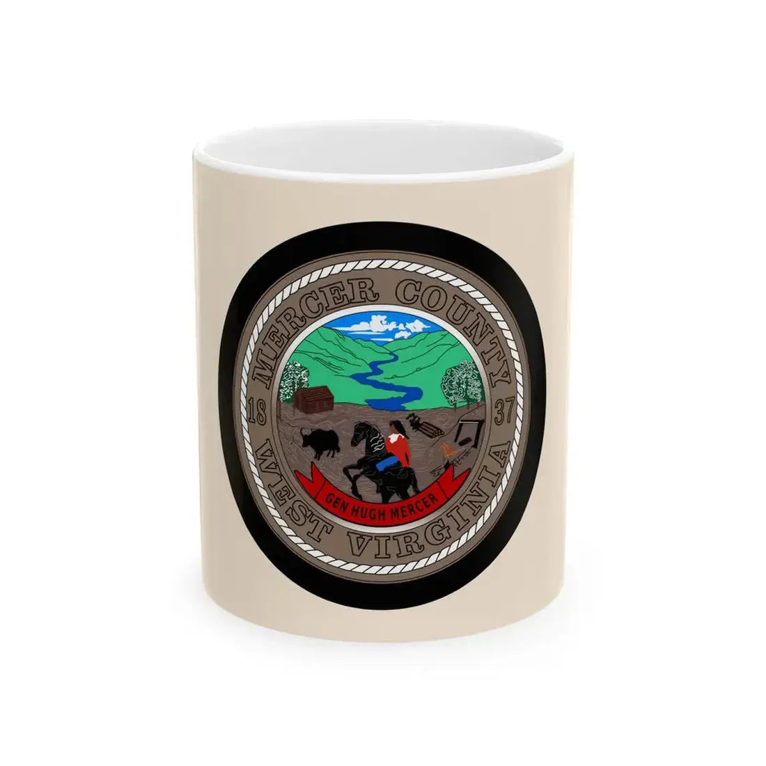 Flag of Mercer County West Virginia (United States) White Coffee Mug 11oz - Go Mug Yourself