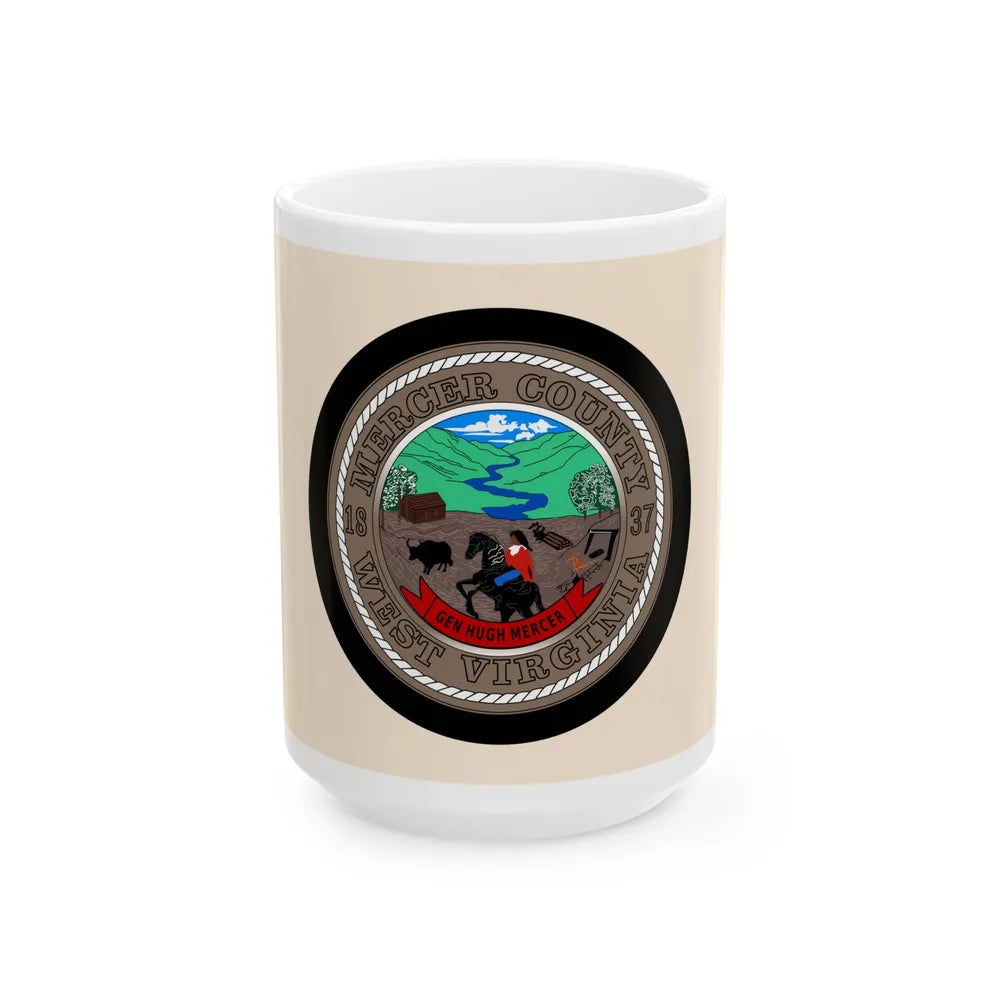 Flag of Mercer County West Virginia (United States) White Coffee Mug 15oz - Go Mug Yourself