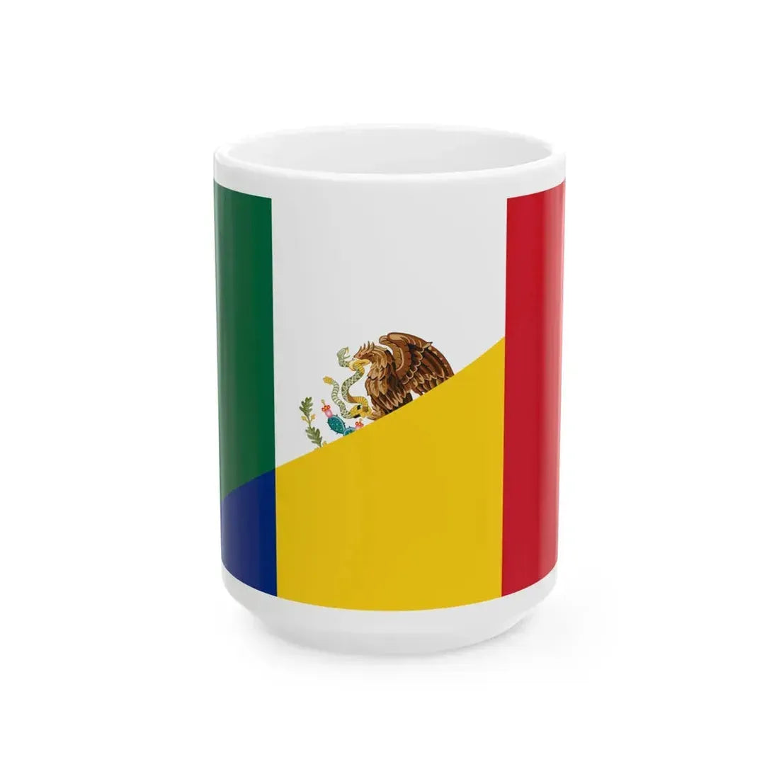 Flag of Mexico and Romania (Mexico) White Coffee Mug 15oz - Go Mug Yourself