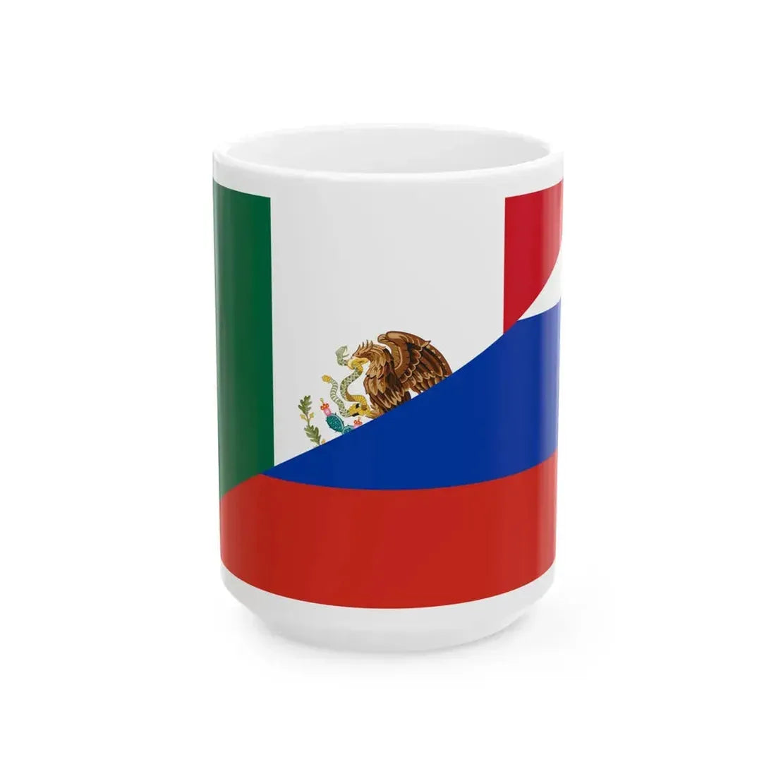 Flag of Mexico and Russia (Mexico) White Coffee Mug 15oz - Go Mug Yourself