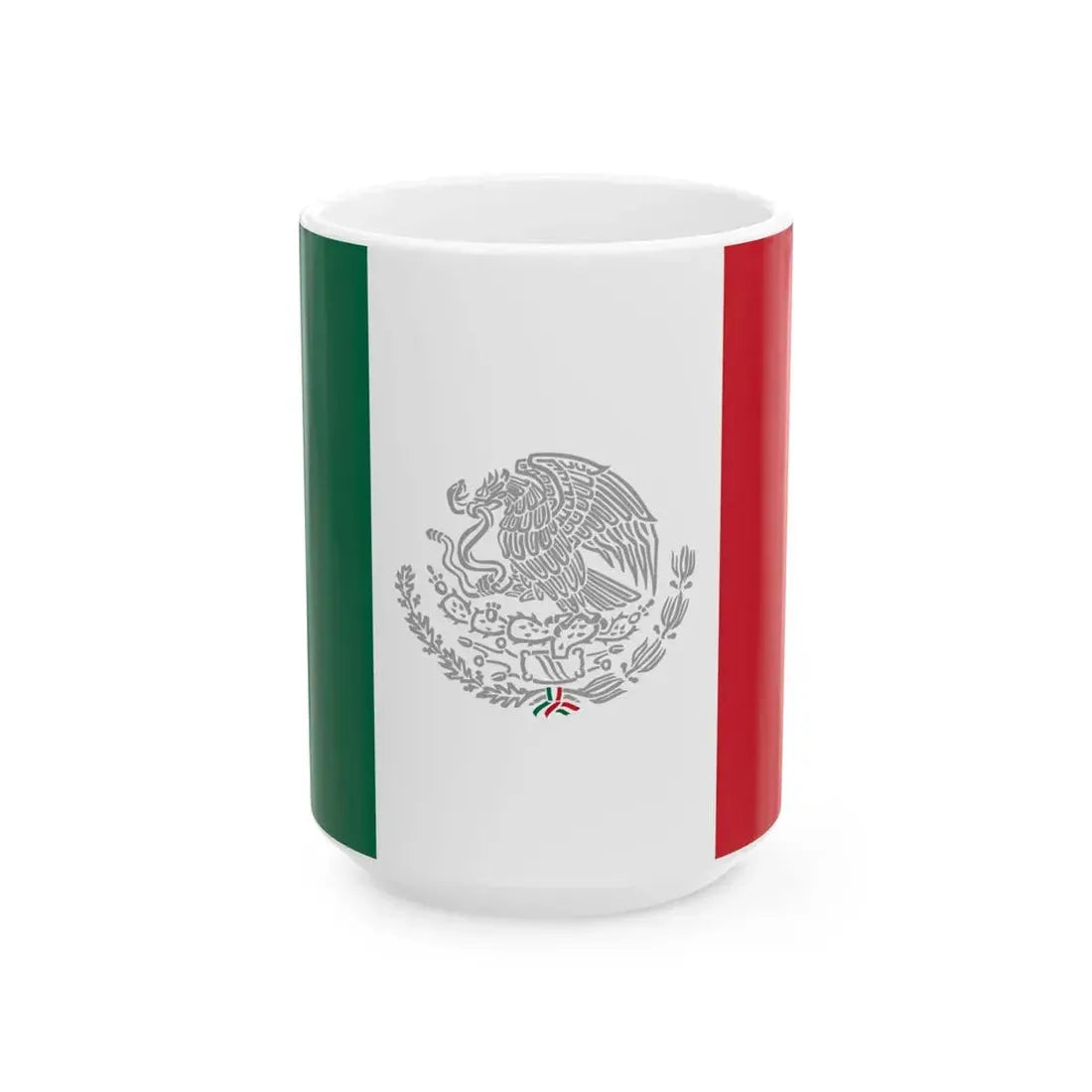 Flag of Mexico with Silver Arms (Mexico) White Coffee Mug 15oz - Go Mug Yourself