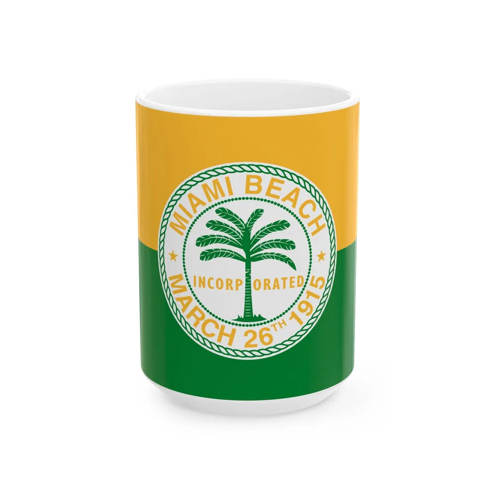 Flag of Miami Beach Florida (United States) White Coffee Mug 15oz - Go Mug Yourself