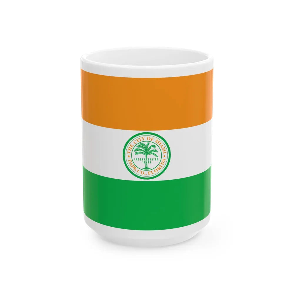 Flag of Miami Florida (United States) White Coffee Mug 15oz - Go Mug Yourself