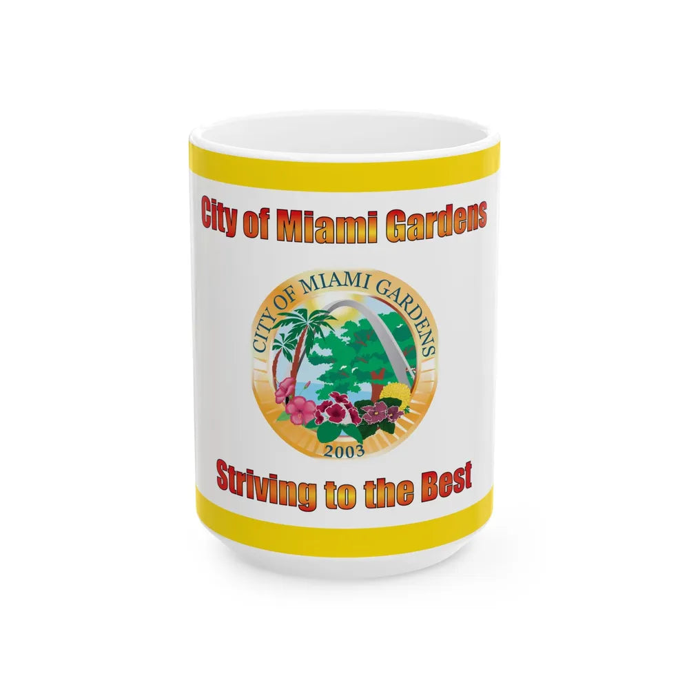 Flag of Miami Gardens Florida (United States) White Coffee Mug 15oz - Go Mug Yourself
