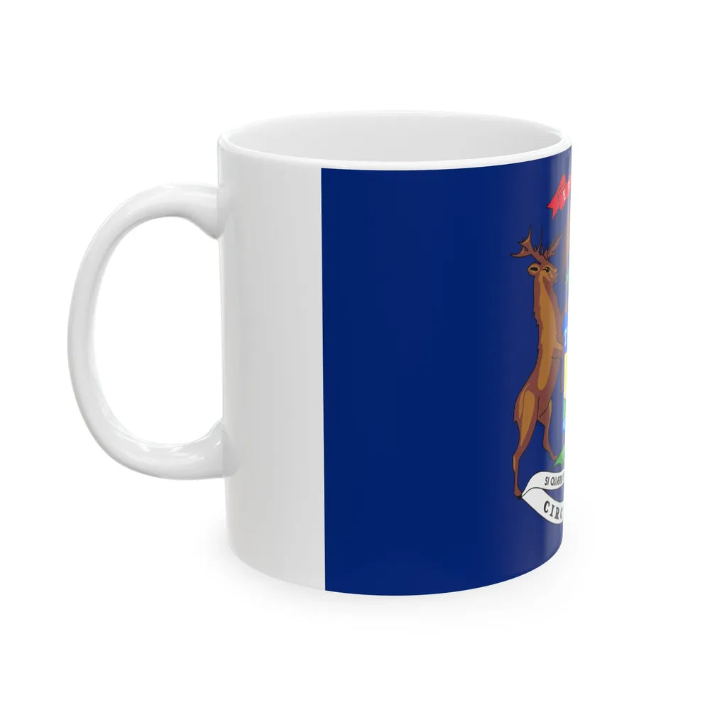 Flag of Michigan 3-2 (United States) White Coffee Mug - Go Mug Yourself
