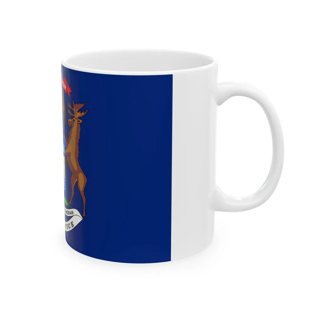 Flag of Michigan 3-2 (United States) White Coffee Mug - Go Mug Yourself