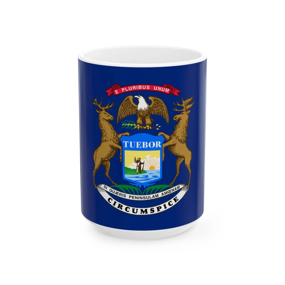 Flag of Michigan (United States) White Coffee Mug 15oz - Go Mug Yourself
