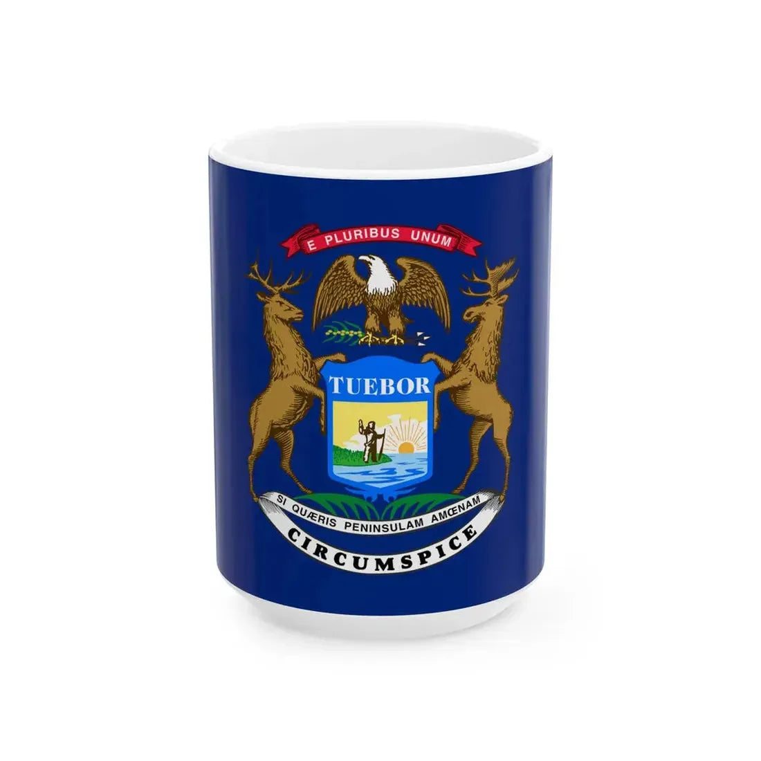 Flag of Michigan (United States) White Coffee Mug 15oz - Go Mug Yourself