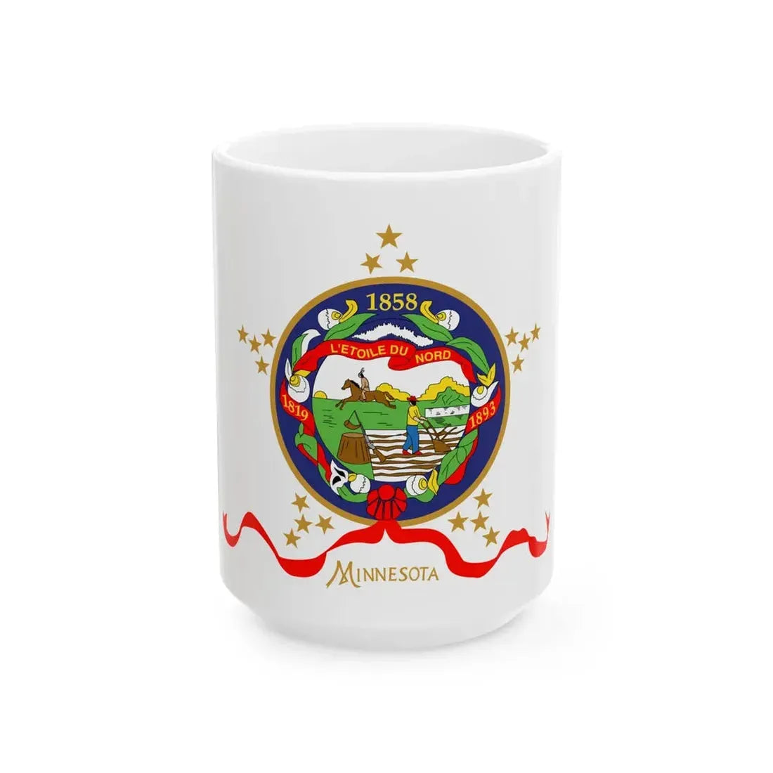 Flag of Minnesota 1893-1957 (United States) White Coffee Mug 15oz - Go Mug Yourself
