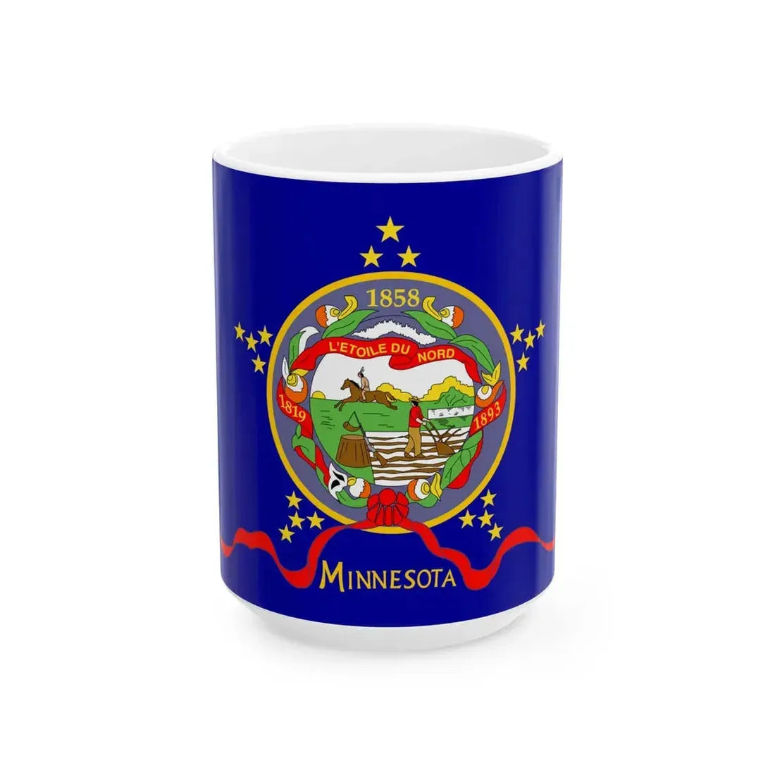 Flag of Minnesota 1893 (United States) White Coffee Mug 15oz - Go Mug Yourself
