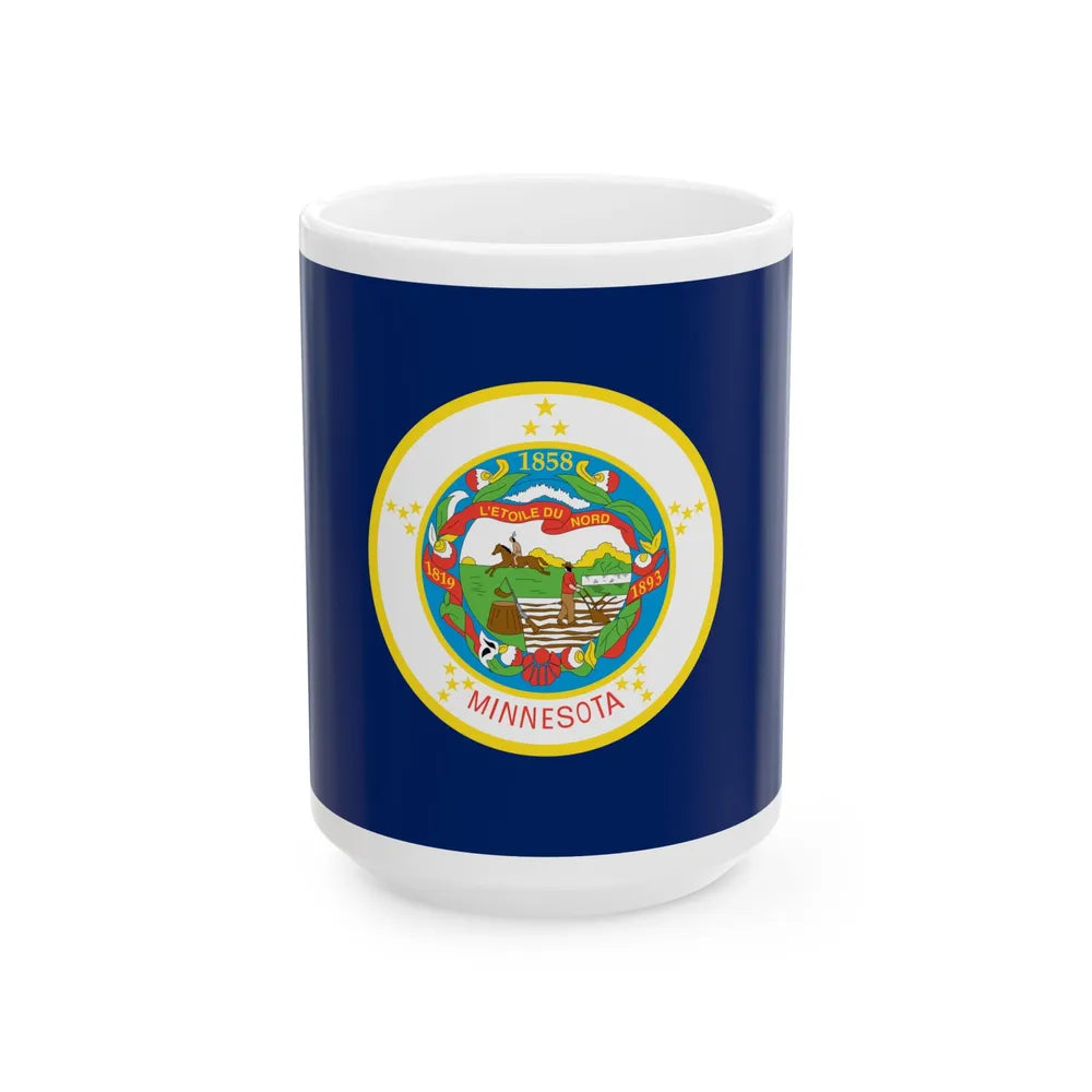 Flag of Minnesota 1957-1983 (United States) White Coffee Mug 15oz - Go Mug Yourself
