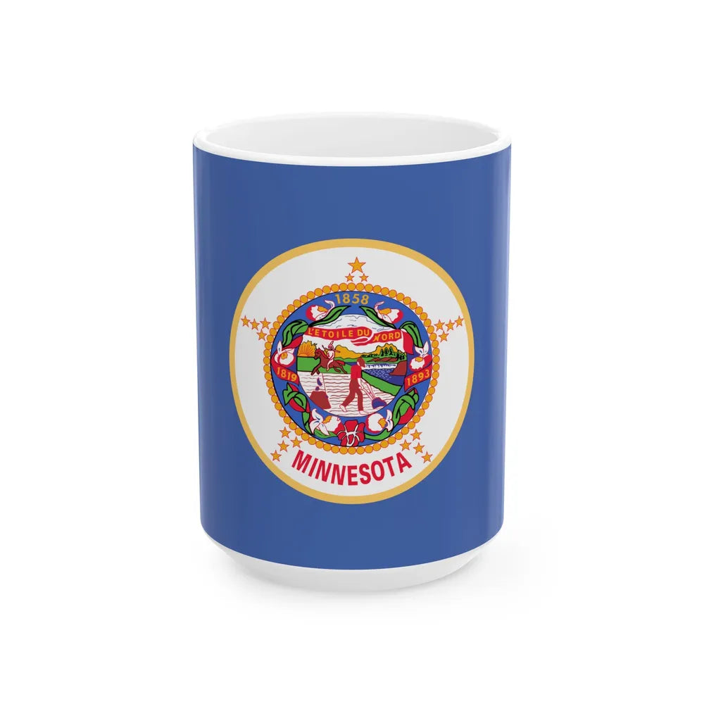 Flag of Minnesota 1983-2024 (United States) White Coffee Mug 15oz - Go Mug Yourself