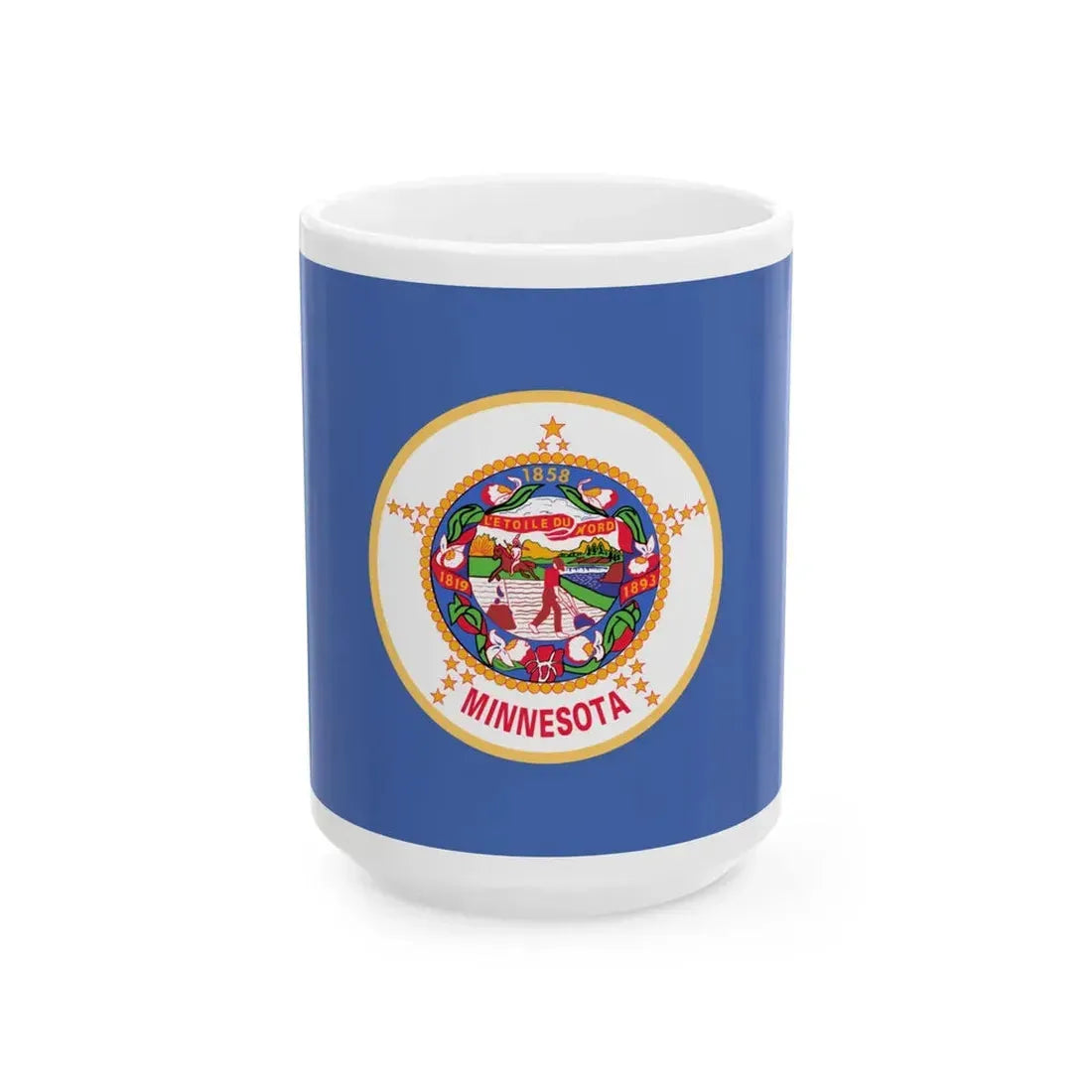 Flag of Minnesota 3-2 1983 until 2024 (United States) White Coffee Mug 15oz - Go Mug Yourself
